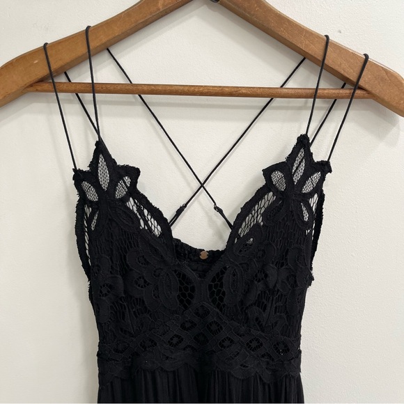 Free People FP One Adella Mini Slip Dress Black Lace Asymmetrical Hem Small - Picture 6 of 14